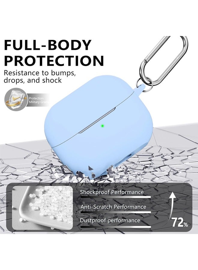 SJet Samsung Galaxy Buds 3 & Pro Case Cover with Cleaner Kit, Soft Silicone Case with Carabiner(Sky Blue) - Image 4