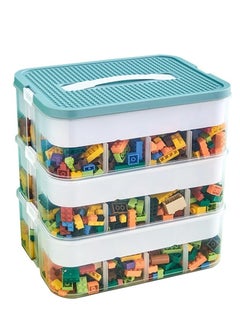 TRASSLE Toy Organizer Bins with Compartments, Building Blocks Storage, Storage Containers for Building Brick Storage, Plastic Stackable Organizer Bin Toy Chest  - Image 1