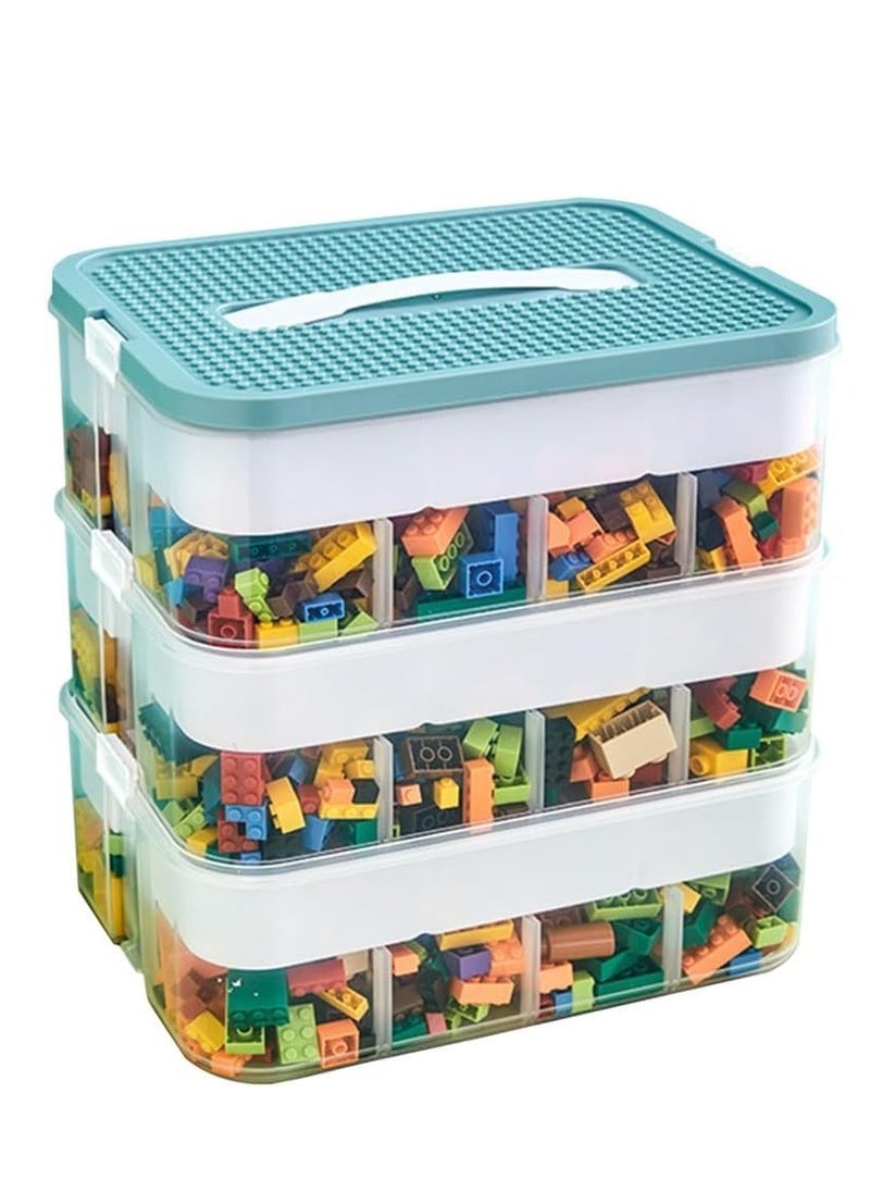 TRASSLE - Toy Organizer Bins with Compartments, Building Blocks Storage, Storage Containers for Building Brick Storage, Plastic Stackable Organizer Bin Toy Chest - Image 1