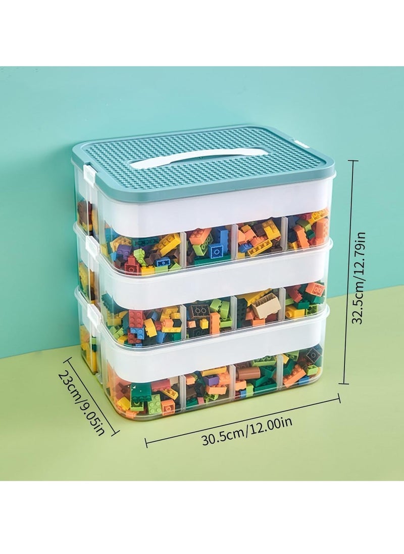 TRASSLE - Toy Organizer Bins with Compartments, Building Blocks Storage, Storage Containers for Building Brick Storage, Plastic Stackable Organizer Bin Toy Chest - Image 1