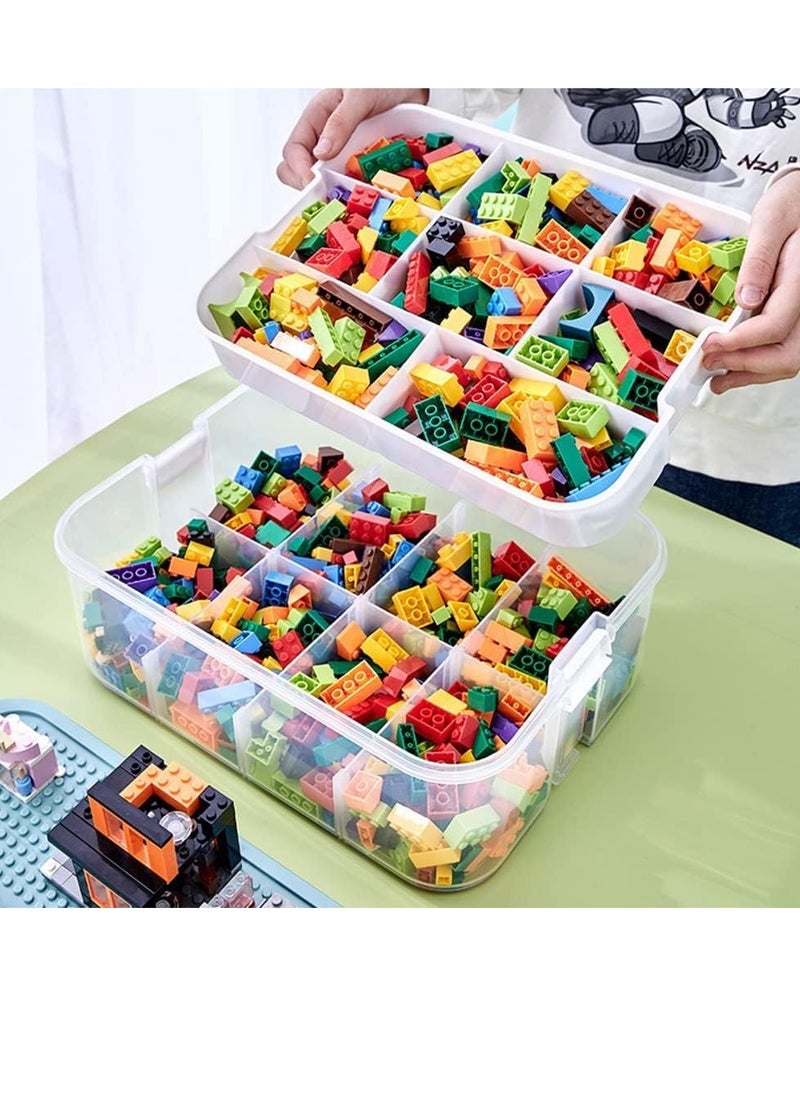 TRASSLE - Toy Organizer Bins with Compartments, Building Blocks Storage, Storage Containers for Building Brick Storage, Plastic Stackable Organizer Bin Toy Chest - Image 1