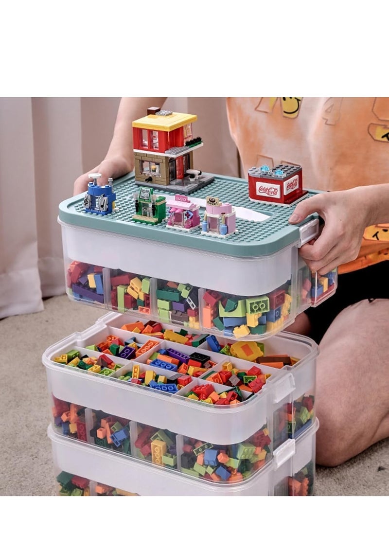 TRASSLE - Toy Organizer Bins with Compartments, Building Blocks Storage, Storage Containers for Building Brick Storage, Plastic Stackable Organizer Bin Toy Chest - Image 1