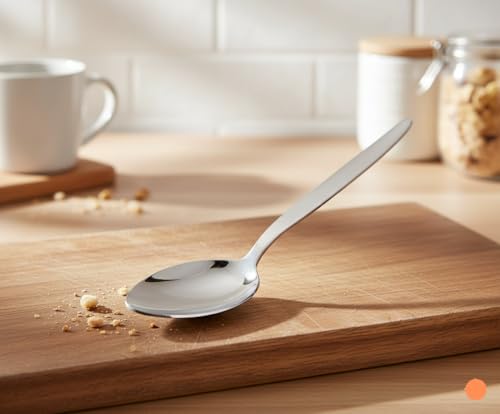 BNAZIND 2-Pack Chef Kunz Spoon |18/10 Stainless Steel Serving Spoons | 9 Inch Basting Quenelle Chef Cooking Utensils Dinner Plating Spoon (Regular & Slotted Set) - Image 3