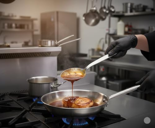 BNAZIND 2-Pack Chef Kunz Spoon |18/10 Stainless Steel Serving Spoons | 9 Inch Basting Quenelle Chef Cooking Utensils Dinner Plating Spoon (Regular & Slotted Set) - Image 2
