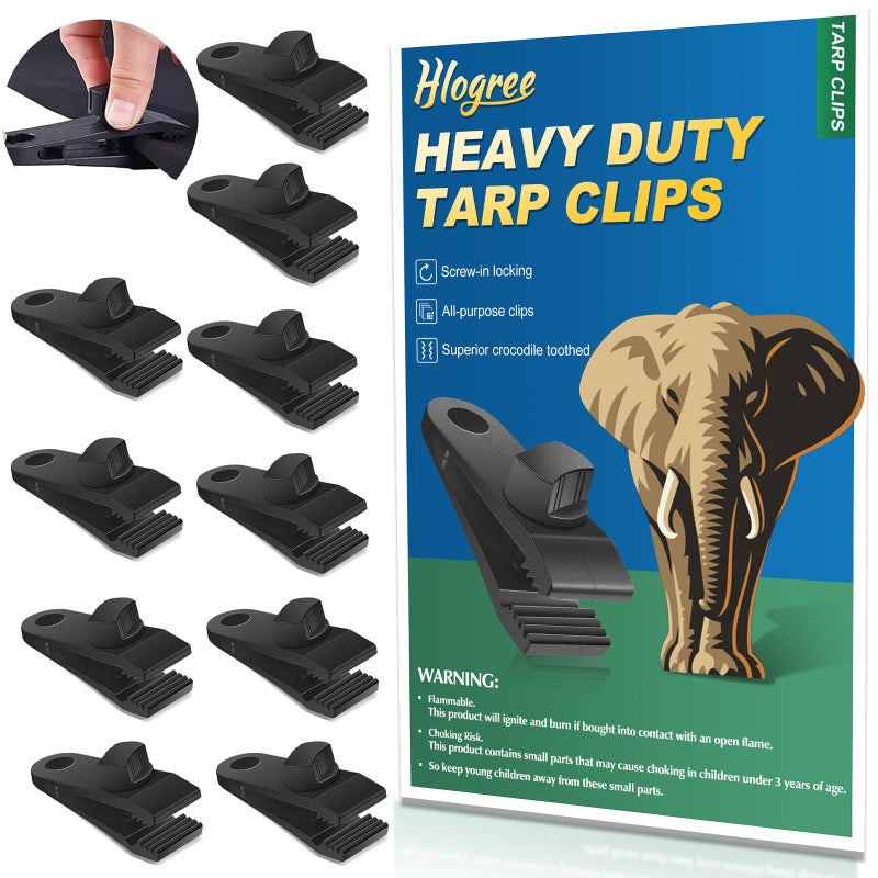 Hlogree 40PCS Heavy Duty Lock Grip Tarp Clips  Tent  Awning Tarp Hold Down Clips with Locking Thumb Screw for Canopy Outdoor