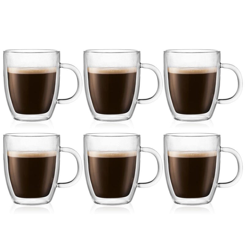 Bodum 10oz Bistro Double Wall Insulated Mug HighHeat Borosilicate Glass Set of 6 Clear - Image 2