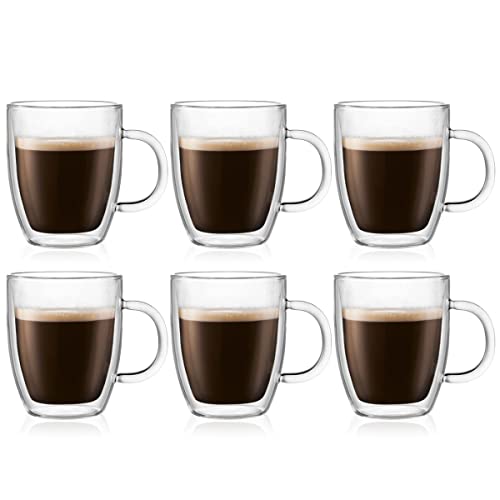 Bodum 10oz Bistro Double Wall Insulated Mug HighHeat Borosilicate Glass Set of 6 Clear - Image 1