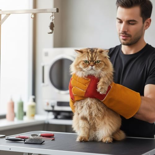 24x7 eMall Anti Bite Gloves Safe And Durable Animal handling Gloves For Dog Cat Bird Parrot Lizard Antibite 18 Inches Long. - Image 2