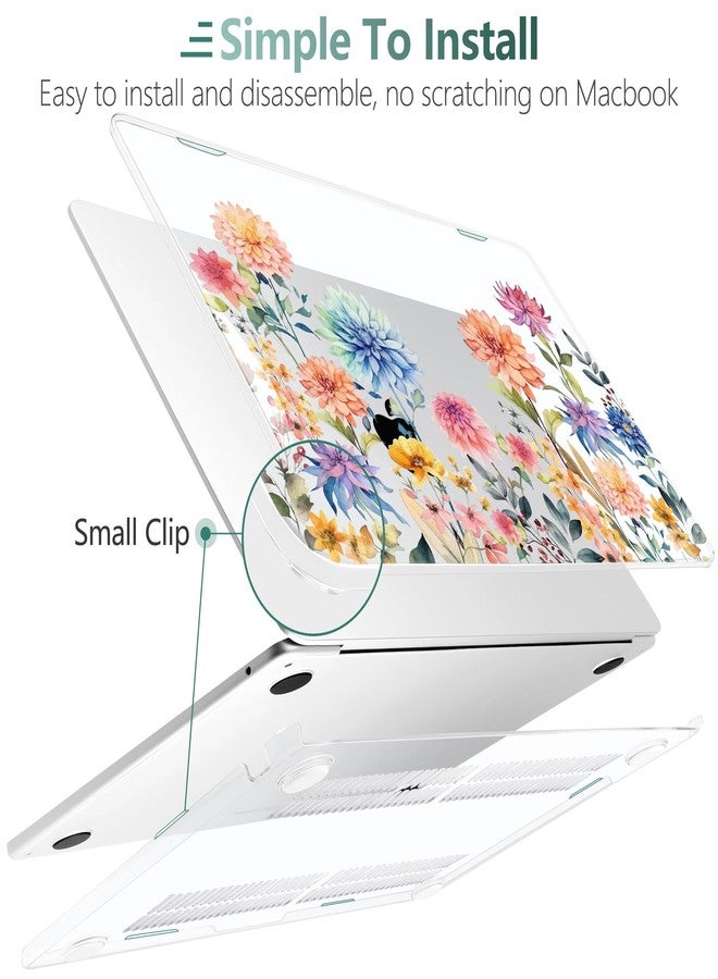 TWOLSKOO for MacBook Air 15 inch Case 2025 2024 2023 Release M4 A3241 M3 A3114 M2 A2941, Plastic Hard Shell & Screen Protector & Keyboard Cover & Trackpad Film, Beautiful Flowers - Image 3