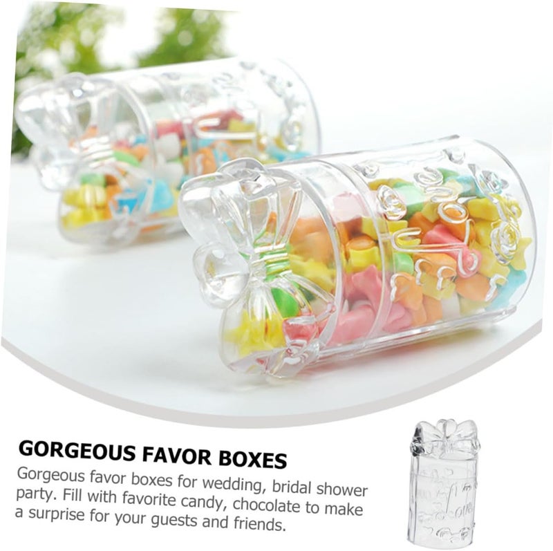 IDEANATEGRATE 24pcs Wedding Candy Boxes with Cylindrical Bow Design, Portable Candy Storage Cases for Party Favors and Packaging, 5×8.5cm Set - Image 3