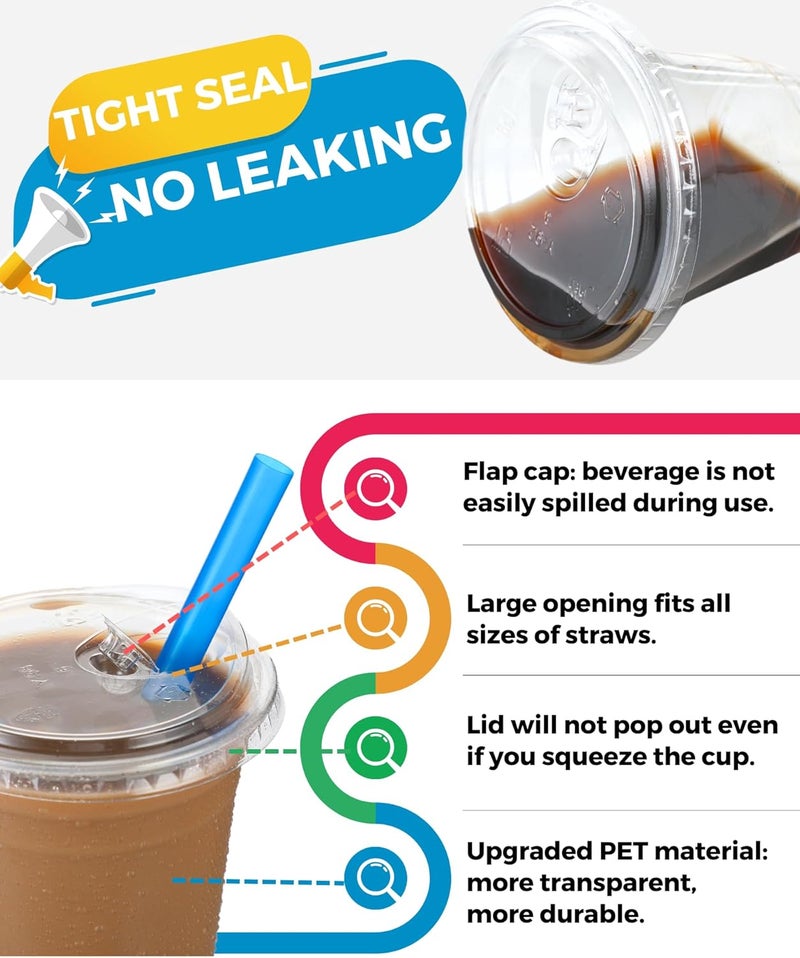 Aatriet 20 oz Clear Plastic Cups with Strawless-Sip-Lids, 25 Sets Disposable Cup Plastic Iced Coffee Cups, To Go Cup with Sip Through Lids for Smoothie, Milkshake, Cold Drinks for Party, Wedding, Event - Image 2