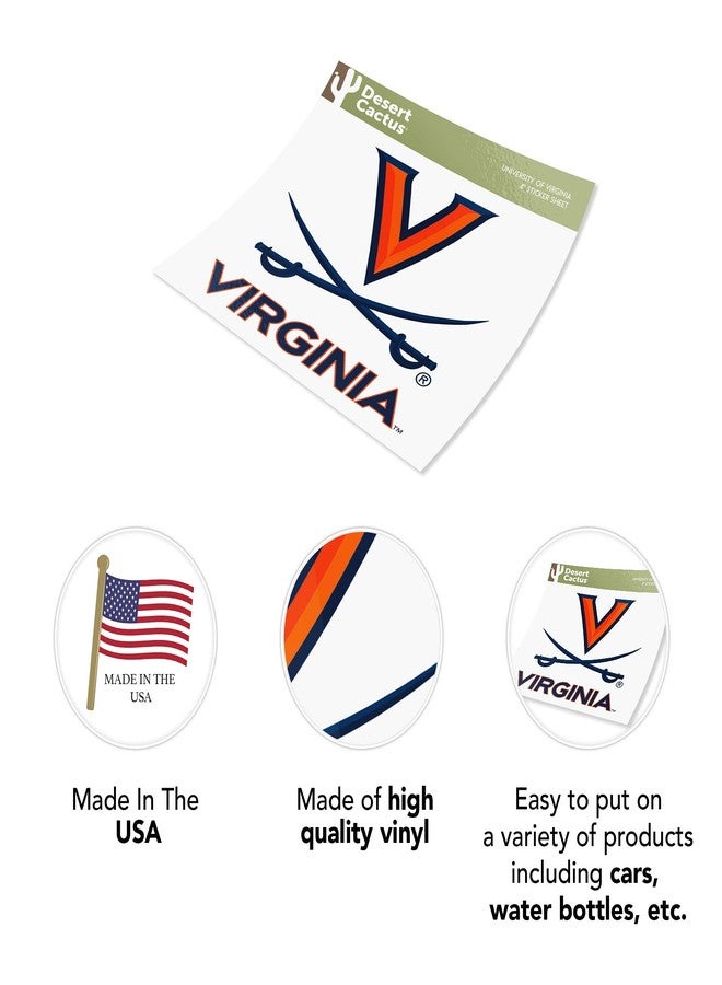 Desert Cactus University of Virginia Sticker Cavaliers UVA Vinyl Decal Laptop Water Bottle Car Scrapbook (4 Inch Set V1) - Image 5