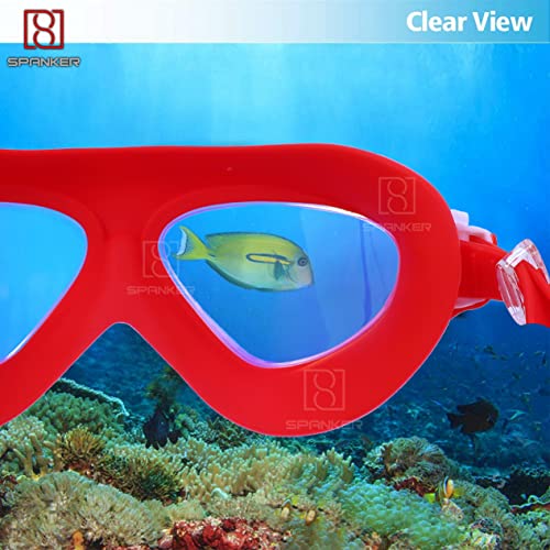 Spanker Professional Anti Fog No Leaking UV Protection Wide View Swim Goggles For Women Men Adult (1 Pc) Red SSTP - Image 4