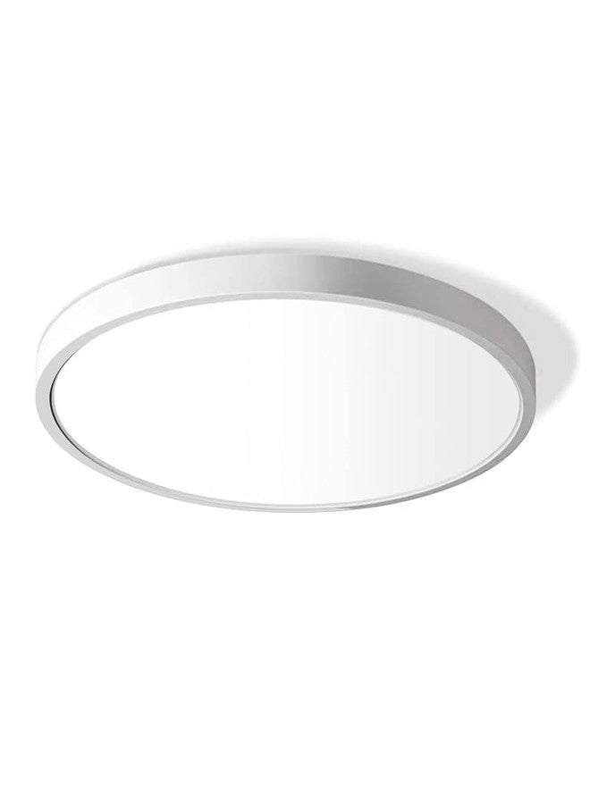 LightingWill 12 Inch LED Flush Mount Ceiling Light Fixture, 5000K Daylight White, 3200LM, 24W, Flat Modern Round Lighting Fixture, 240W Equivalent White Ceiling Lamp for Kitchens, Stairwells, Bedrooms.etc. - Image 1