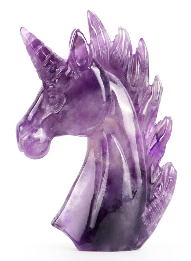 Artistone 3" Amethyst Crystal Unicorn Statue Hand Carved Gemstone Purple Unicorn Stone Animal Carvings Collectible Figurine Reiki Meditation Desk Home Decor Gift - Image 1
