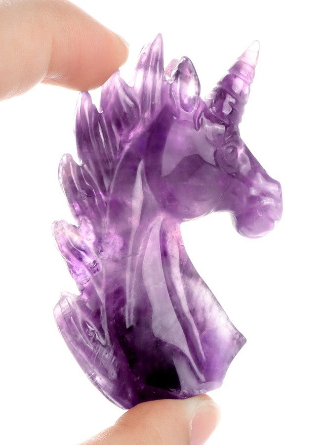 Artistone 3" Amethyst Crystal Unicorn Statue Hand Carved Gemstone Purple Unicorn Stone Animal Carvings Collectible Figurine Reiki Meditation Desk Home Decor Gift - Image 2