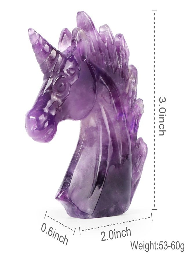 Artistone 3" Amethyst Crystal Unicorn Statue Hand Carved Gemstone Purple Unicorn Stone Animal Carvings Collectible Figurine Reiki Meditation Desk Home Decor Gift - Image 3