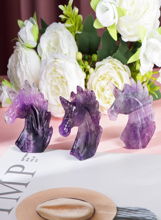 Artistone 3" Amethyst Crystal Unicorn Statue Hand Carved Gemstone Purple Unicorn Stone Animal Carvings Collectible Figurine Reiki Meditation Desk Home Decor Gift - Image 5