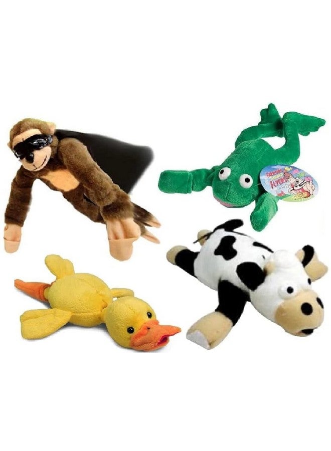 Playmaker Toys - Flying Screaming Flingshot Slingshot Novelty Complete Set of 4 Plush Doll Toy, Launches up to 50 Feet