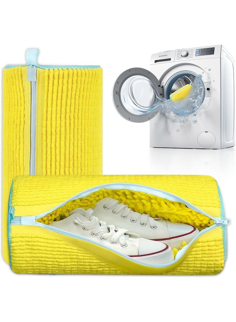 Shoe Washer Bag - 1 Piece - Reusable Shoe Bag for Washer and Dryer - 360 Degree Rolling Shoe Washing Bag for Sneakers and Delicate Shoes, Yellow, Shoe Washer Bag - Image 1