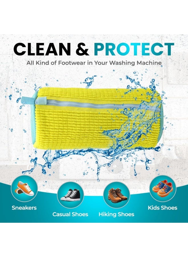 Shoe Washer Bag - 1 Piece - Reusable Shoe Bag for Washer and Dryer - 360 Degree Rolling Shoe Washing Bag for Sneakers and Delicate Shoes, Yellow, Shoe Washer Bag - Image 3
