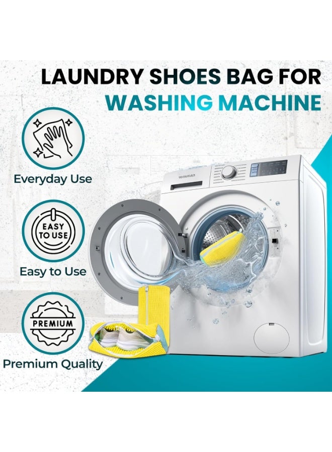 Shoe Washer Bag - 1 Piece - Reusable Shoe Bag for Washer and Dryer - 360 Degree Rolling Shoe Washing Bag for Sneakers and Delicate Shoes, Yellow, Shoe Washer Bag - Image 4