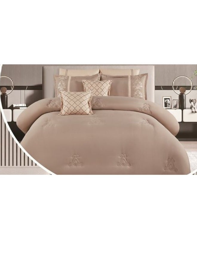 SMART HOME Embroidered two-sided comforter set, two-sided mattress, consisting of 8 pieces, 8-piece comforter, 100% microfiber, comforter size 240X260 cm  - Image 2