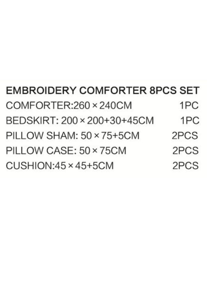 SMART HOME Embroidered two-sided comforter set, two-sided mattress, consisting of 8 pieces, 8-piece comforter, 100% microfiber, comforter size 240X260 cm  - Image 5