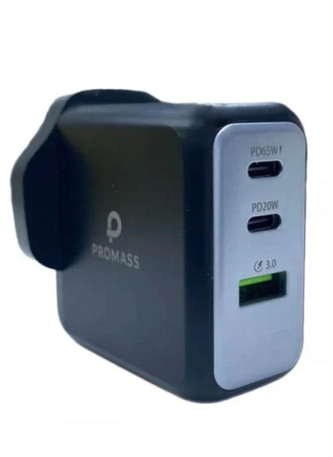 Super Fast Charger And Cable Set PD 100 W QC 3.0  3-Port GaN Type-C Plug QC 3.0 USB-C compatible With iPhone 14,iPad Pro, Galaxy S23,honor 90
