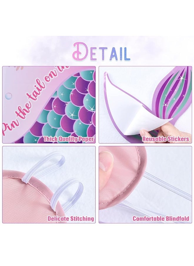 Wernnsai - WERNNSAI Pin The Tail on The Mermaid Game - 21'' x 28'' Mermaid Party Game 24Pcs Reusable Tails Sticker Party Supplies for Kids Girls Birthday Party Favor Sets - Image 1