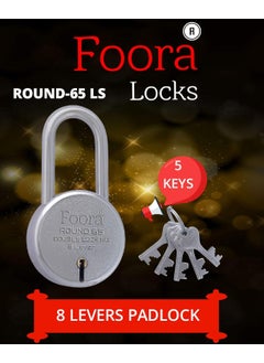 Foora Foora Pack of 4 Long Lock and Keys Door Lock for Home Round 65mm Long Neck Shackle Padlock with 5 Keys Each for Shop gate Shutter Silver Finish Round 65 Long Lock Pack of 4  - Image 5