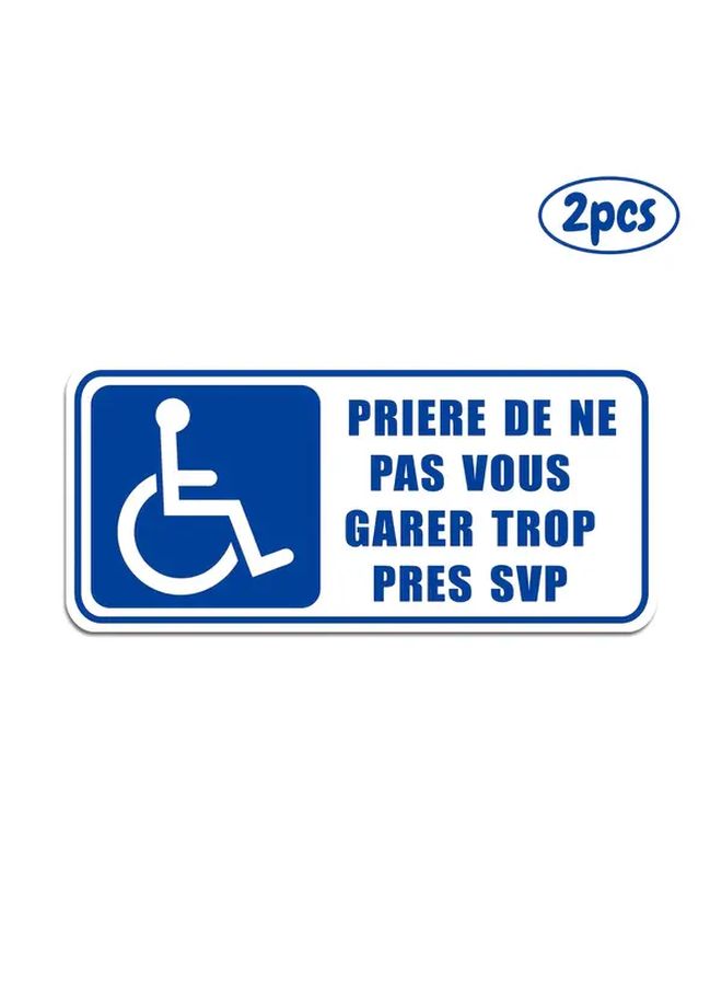 2pcs Wheelchair Access Warning Stickers Please Do Not Park Too Close Blue White PVC Decals 7x3 2 Inch - Image 1
