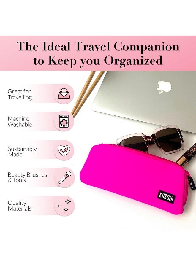 KUSSHI Neoprene Zipper Makeup Brush Pouch And Travel Pencil Case For Beauty Tools, Pencils, Brushes & Small Accessories - Makeup Brush Bag Pouch For Organization And Travel Items - Image 3