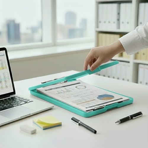 oddpod™ Praise A4 Clip Pad/Clipboard with Storage Case for Paper and Document Storage 83002 (Aqua) - Image 2