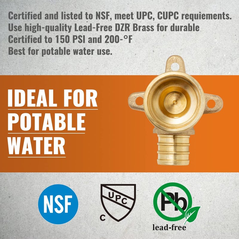 SUNGATOR 2-Pack 3/4" Pex Drop Ear Elbow, No Lead Brass, 3/4 Inch Pex Fittings - Image 5