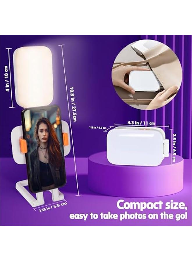 ضوء سيلفي مع إضاءة أمامية وخلفية، ضوء هاتف مع حامل، ضوء سيلفي LED محمول مع 14 وضع إضاءة RGB و3 أوضاع إضاءة لهاتف آيفون، مؤتمرات فيديو، تيكتوك، مكياج - Image 4