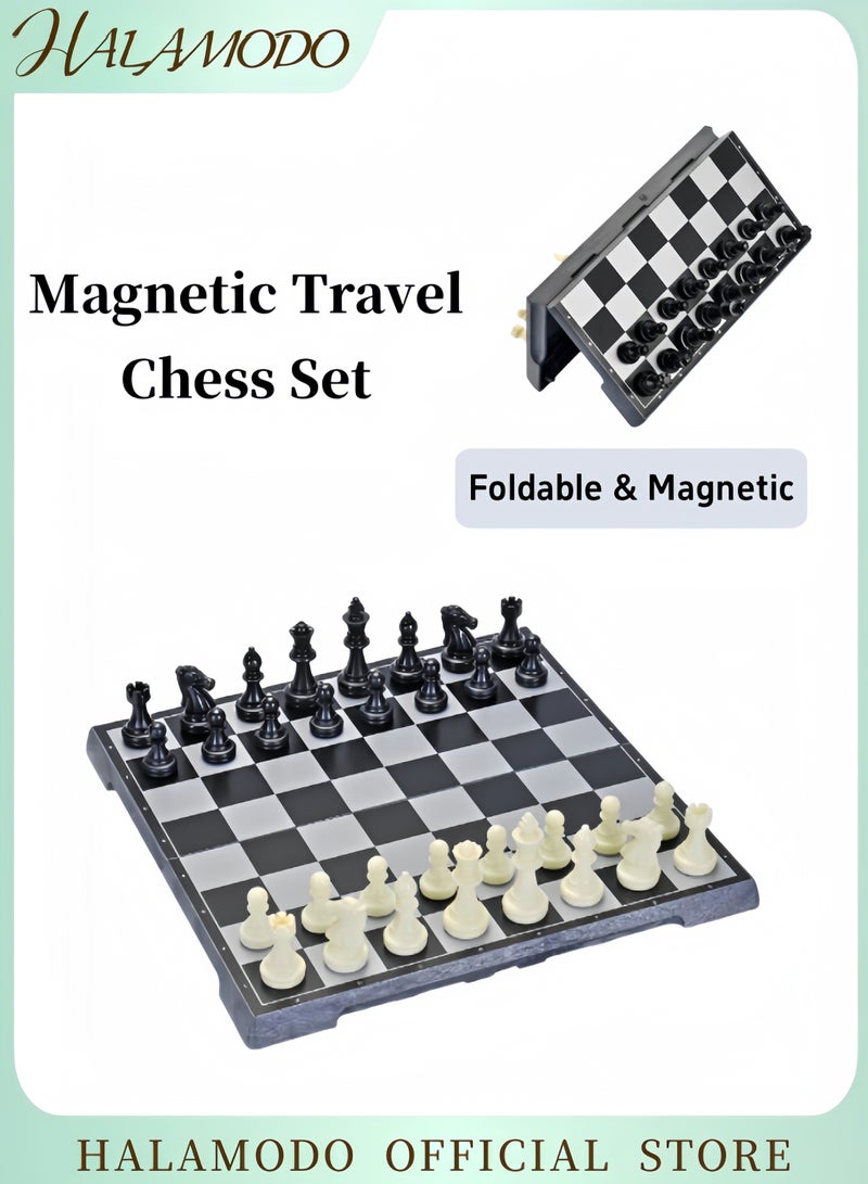 HALAMODO Chess Sets Travel Board Games Magnetic Travel Chess Set with Folding Board & Instructions Teen Gifts Family Board Games Educational Toys for Beginner & Kids & Adults 7.87 Inch - Image 1