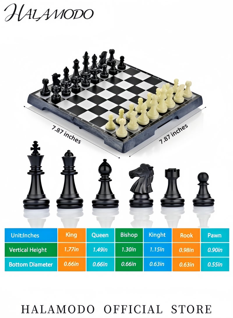 HALAMODO Chess Sets Travel Board Games Magnetic Travel Chess Set with Folding Board & Instructions Teen Gifts Family Board Games Educational Toys for Beginner & Kids & Adults 7.87 Inch - Image 4