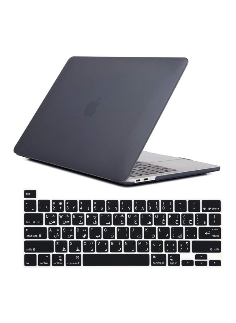 Hard Shell Case US Layout Arabic English Keypad Cover Compatible with MacBook Pro 13-Inch with Touch Bar and Touch ID Release 2020 Model M1 A2338/A2289/A2251 Black - Image 1