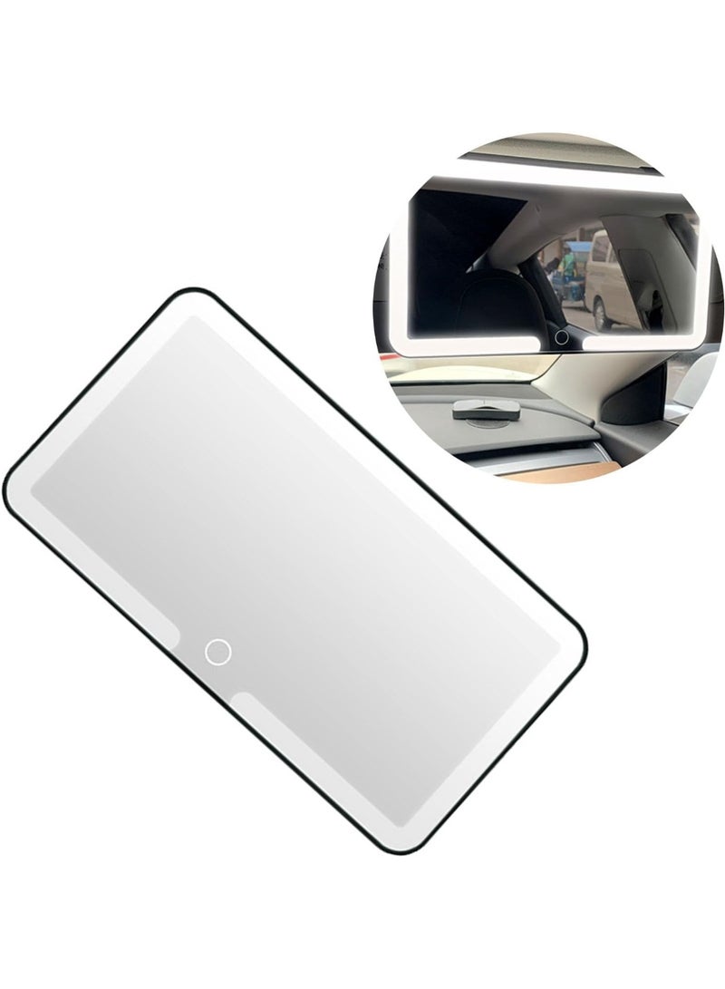 مرآة تجميل للسيارة بإضاءة LED - مرآة مكياج مثبتة على واقي الشمس مع 3 أوضاع إضاءة LED وتحكم باللمس، مرآة تجميل قابلة لإعادة الشحن من النوع C مع شاشة عالية الدقة للنساء - أسود - Image 1
