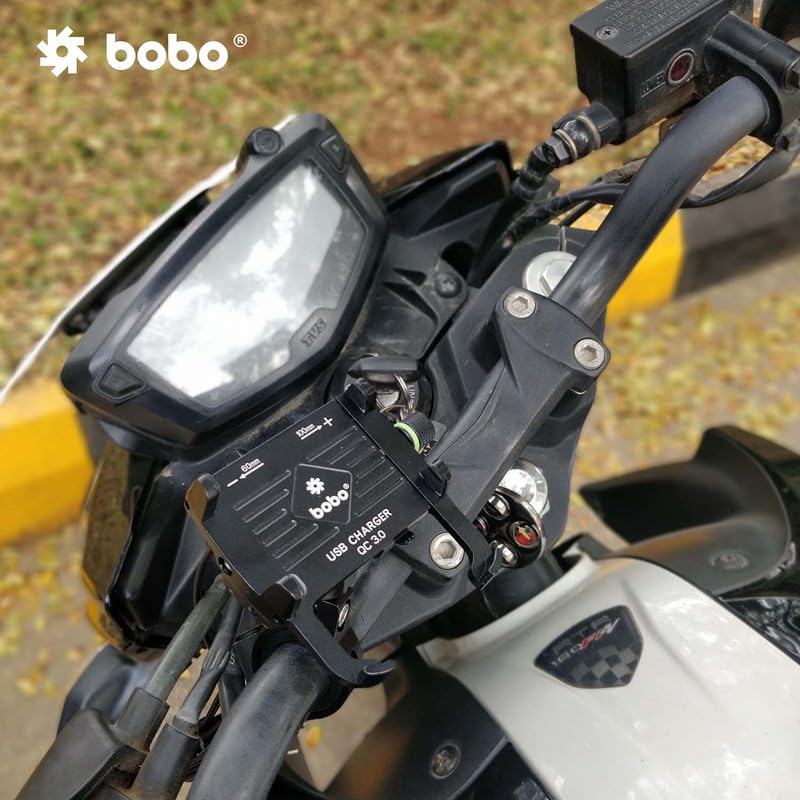 BOBO BM5 Aluminium Waterproof Bike/Motorcycle/Scooter Mobile Phone Holder Mount with Fast USB 3.0 Charger, Ideal for Maps and GPS Navigation (Black) - Image 4