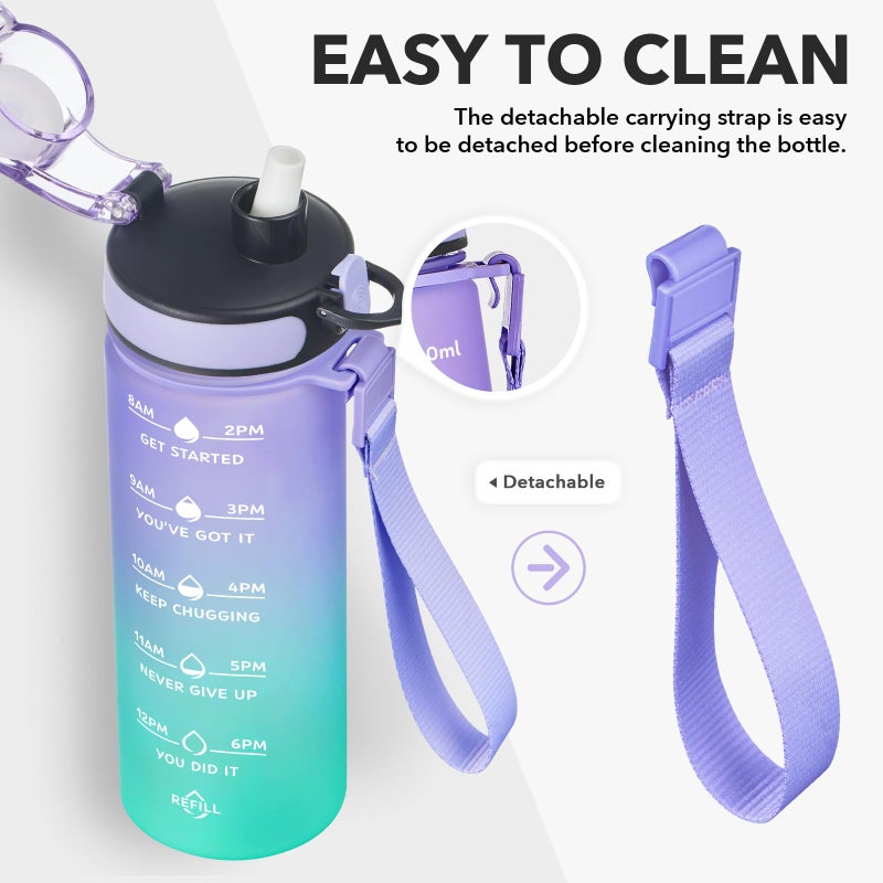 Enerbone 24 oz Water Bottle, Leakproof BPA & Toxic Free, Motivational Water Bottle with Times to Drink and Straw, Fitness Sports Water Bottle with Strap for Office, Gym, Outdoor Sports - Image 5