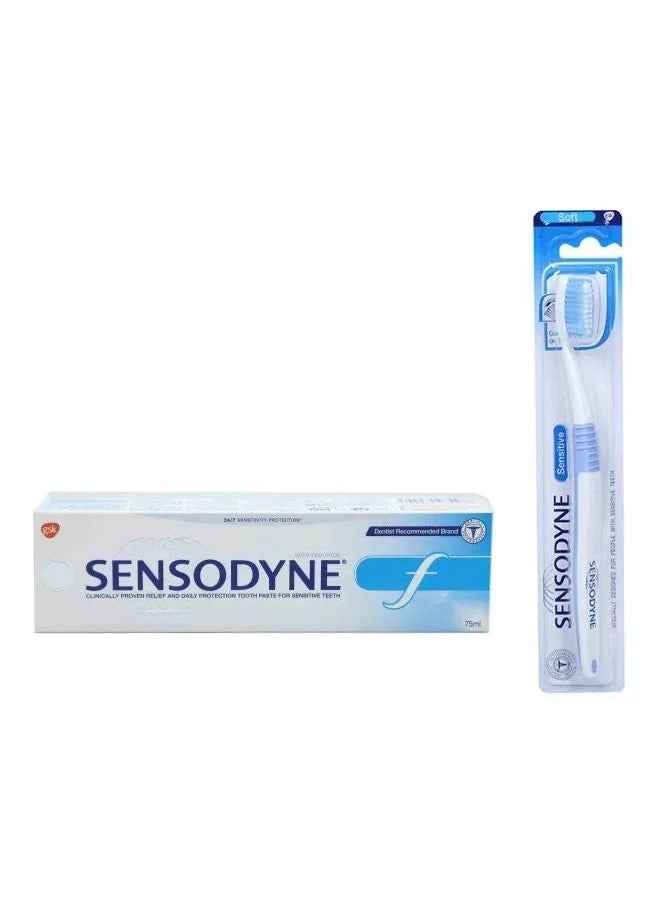 Sensodyne Fluoride Toothpaste & Toothbrush Combo Pack, 75ml 