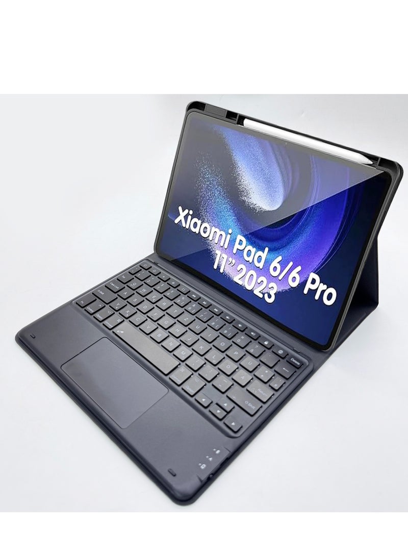 ماركة غير محددة حافظة لوحة مفاتيح لجهاز Xiaomi Pad 6 / Pad 6 Pro 11 بوصة 2023 اللوحي، غطاء حامل رفيع من البولي يوريثان مع لوحة مفاتيح لاسلكية قابلة للفصل مغناطيسيًا بتقنية البلوتوث (Xiaomi Pad 6/6 Pro 11)  - Image 1