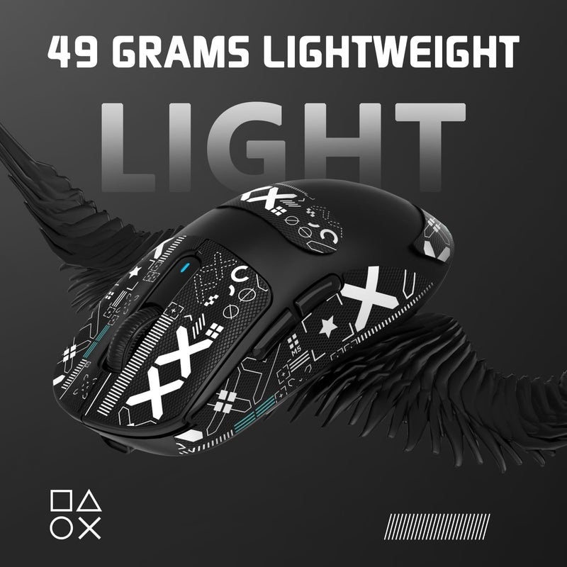 MAMBASNAKE Attack Shark X3 Wireless Gaming Mouse, 49g Ultralight, PixArt PAW3395 26000 DPI, Bluetooth/2.4Ghz /Wired Tri-Mode, 200Hrs Rechargeable Battery, Kailh GM8.0 Switch for MAC/Win - Black&Tape - Image 5