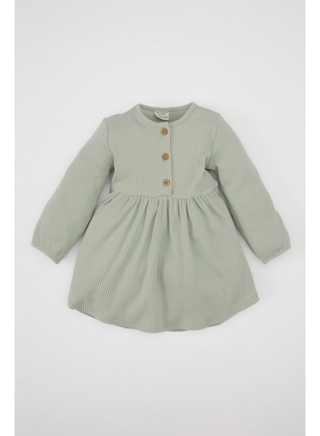 DeFacto Babygirl Regular Fit Bike Neck Long Sleeve Knitted Dress  - Image 3