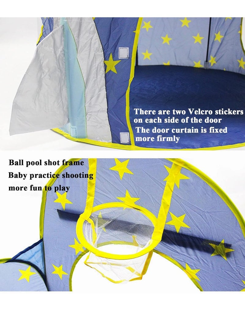 Gonice Kid Play Tent Baby Playpen, Foldable Baby Kids Playpen Activity Center Room, Baby Furniture Play Yard with Basketball Hoop, Sturdy Playpen with Anti-Slip Base (Blue)  - Image 4