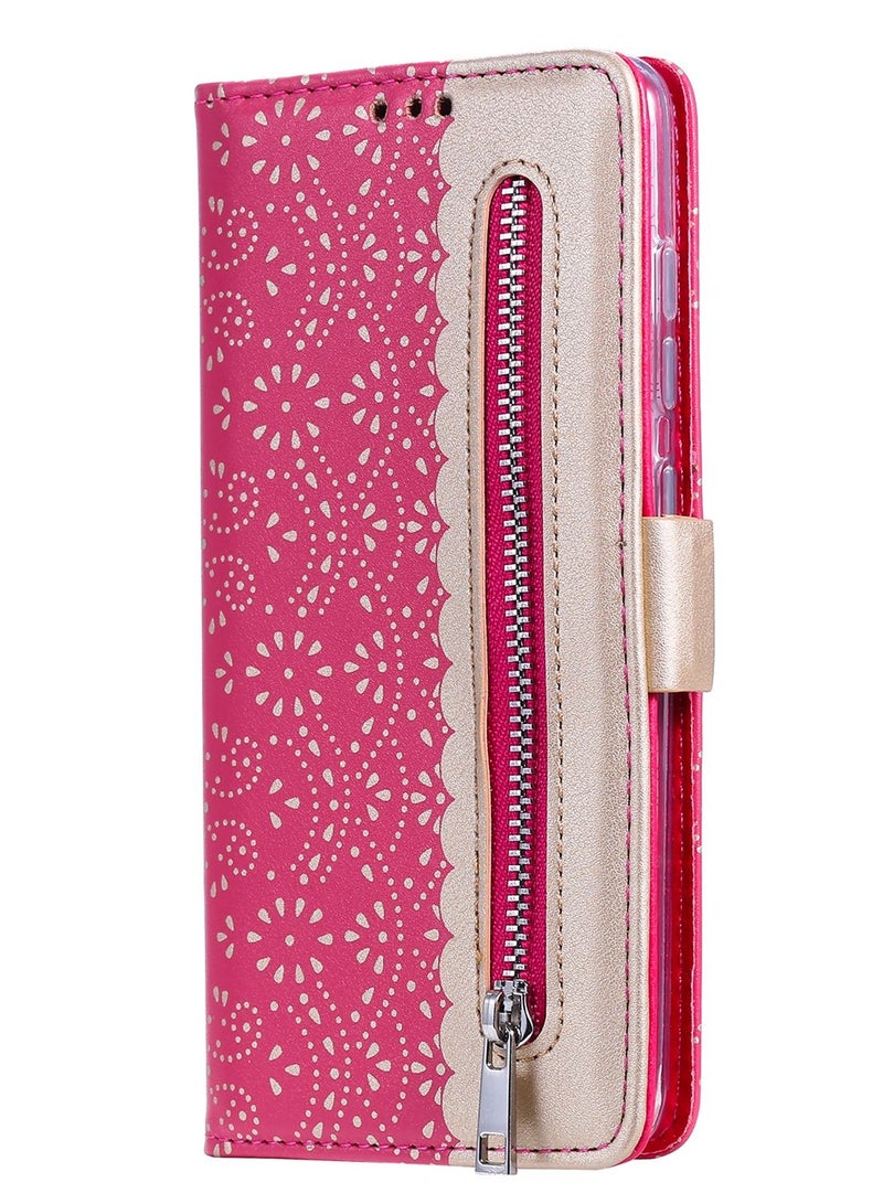 Suteni Lace Zipped Protective Leather Flip Cover Card Slots Phone Case for iPhone - Image 1