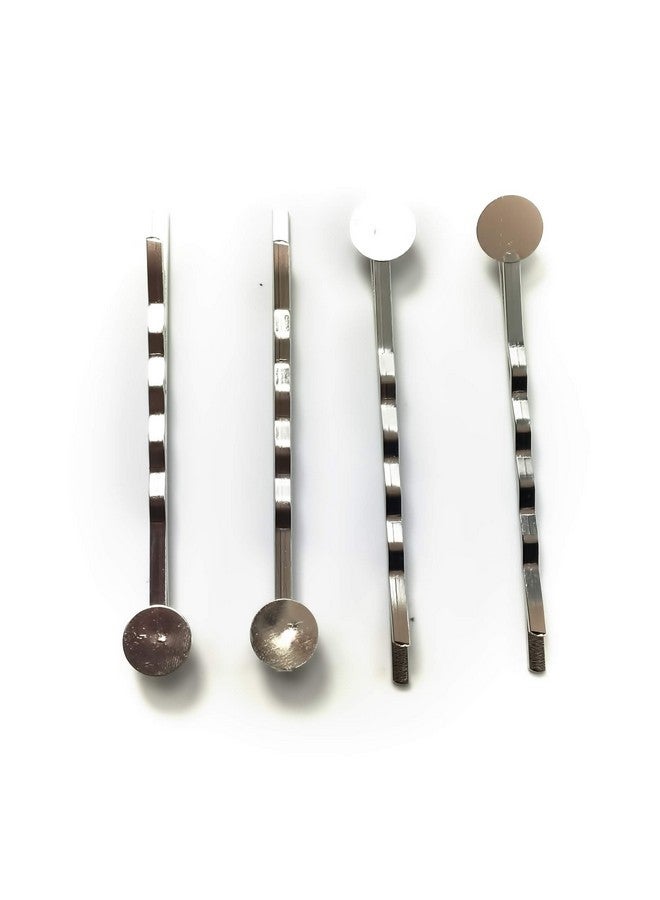 All In One 50Pcs 55Mm Silver Tone Bobby Pins Hair Clips With Glue On Flat Pads For Diy - Image 2