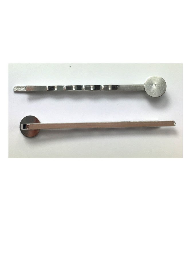 All In One 50Pcs 55Mm Silver Tone Bobby Pins Hair Clips With Glue On Flat Pads For Diy - Image 3